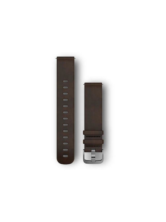 Garmin Quick Release 20mm Dark Brown Leather with Silver Hardware