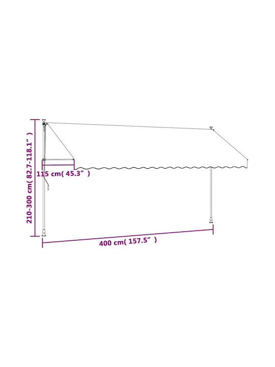 vidaXL Terrace Wall Tent Beige 4x1.5cm