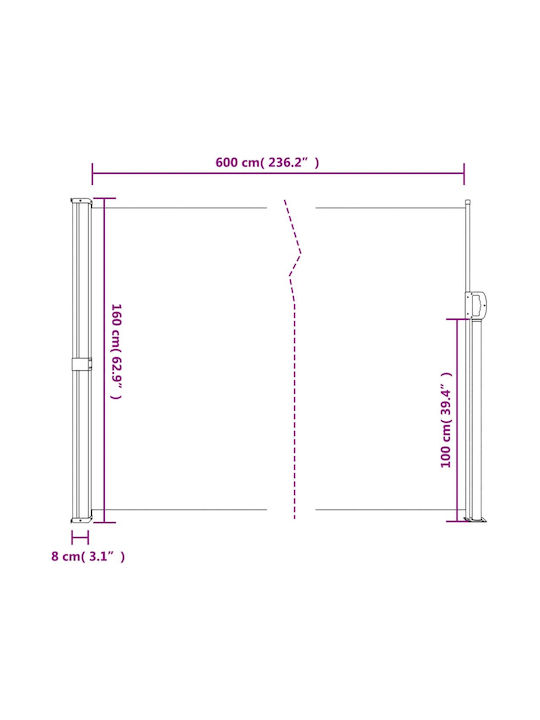 vidaXL Роло щора Тераса 1.6x6м