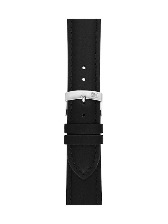 Morellato Grafic Watch Strap 14-12mm Black Leather Silver Hardware A01x0969087019cr14