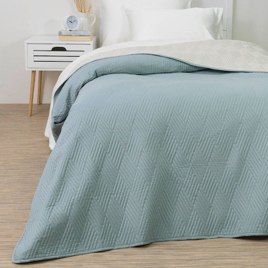 Borea Diamond Coverlet Queen Size from Polyester Ecru-Cafe 220x240cm