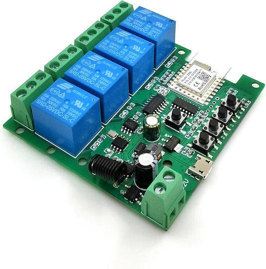 Smartwise 5v-32v 4 Gang Dry Contact Momentary Switch Zigbee + Rf Smart Relay Switch