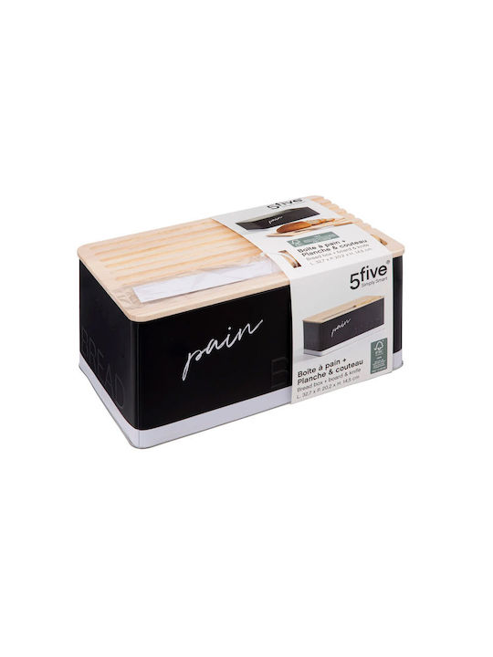 5Five Bread Box with Lid Metallic Black 32.7x20.2x14.5cm