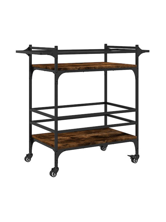 vidaXL Wooden Kitchen Trolley 3 Tiers Brown 82x40x78.5cm
