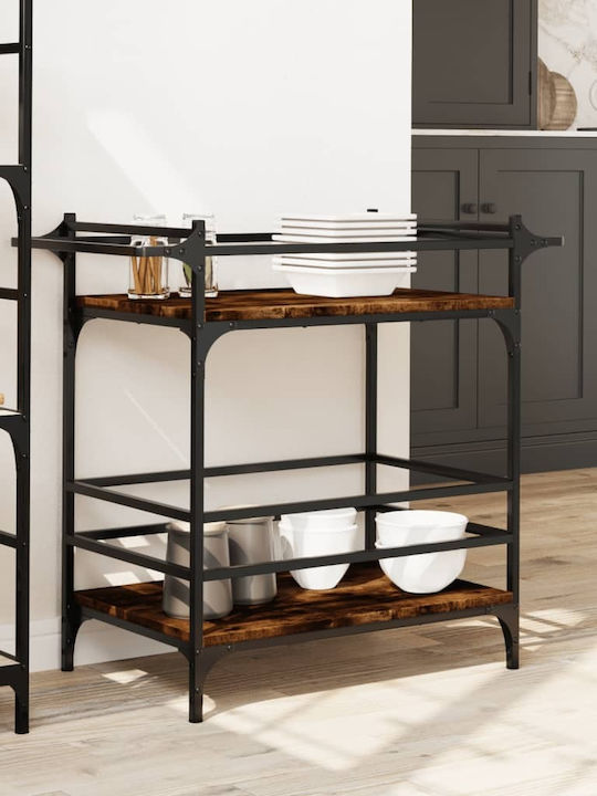vidaXL Wooden Kitchen Trolley 3 Tiers Brown 82x40x78.5cm