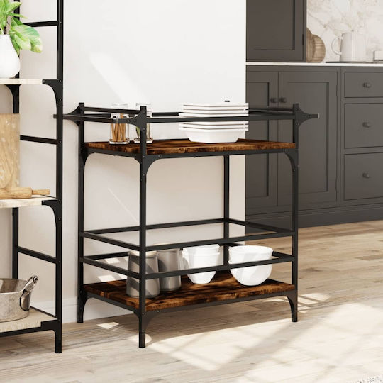 vidaXL vidaXL Lebensmittelregal Hölzernes 3 Ebenen Braun 82x40x78.5cm