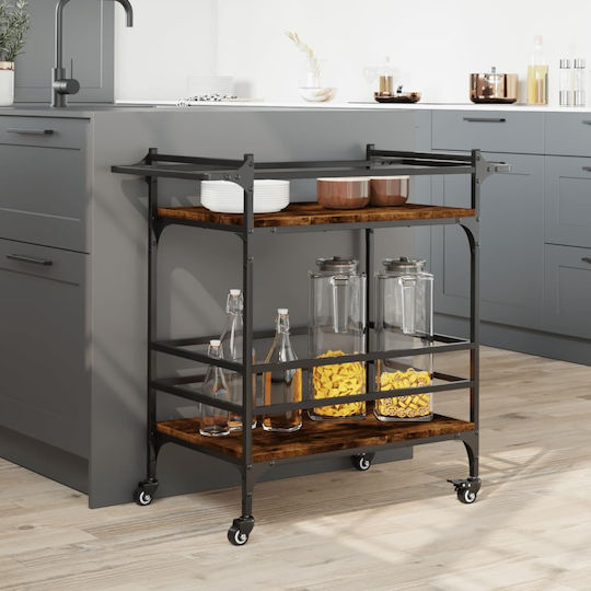 vidaXL vidaXL Lebensmittelregal Hölzernes 3 Ebenen Braun 82x40x78.5cm