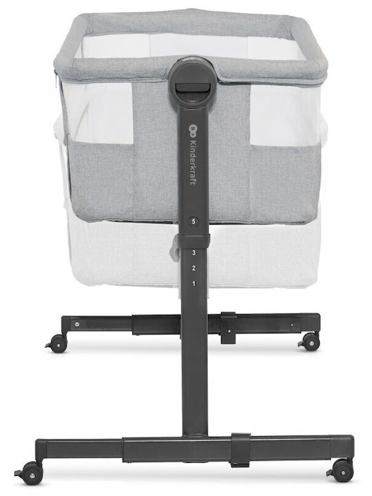Kinderkraft Leagăn Neste Up 2 cu Saltea, Deschidere Laterală și Roți Light Gray