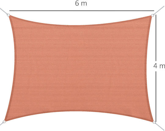Outsunny Rechteckig Sonnensegel Rot 4x6m