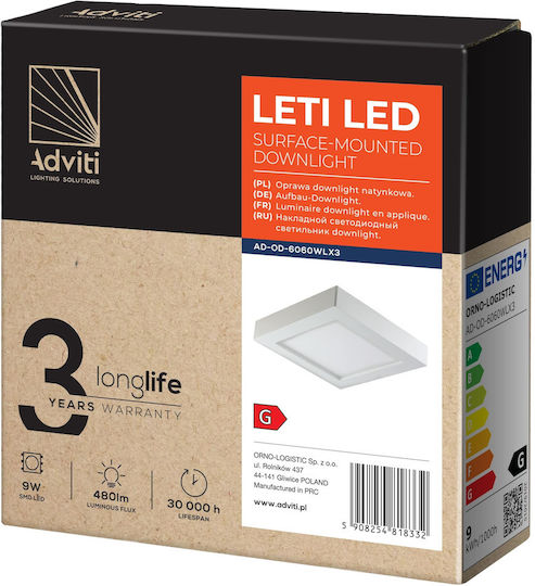 Adviti Plafonieră de Tavan 12.2buc Albă cu LED Integrat