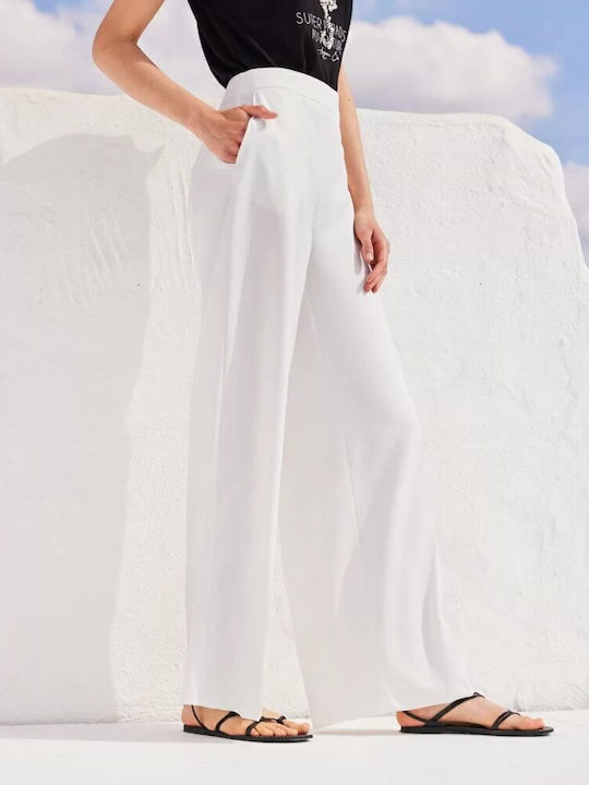 Women's Fabric Trousers Ecru