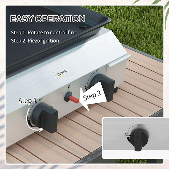 Outsunny Ψησταριά Υγραερίου με 2 Εστίες 4.8kW