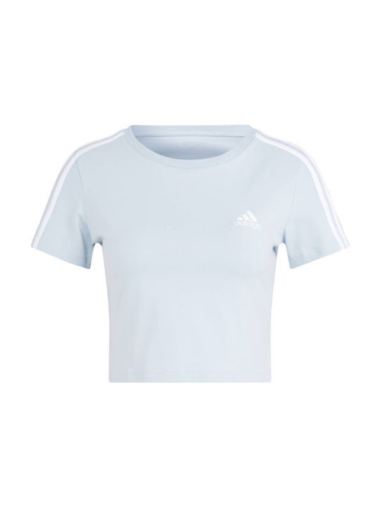 Adidas Women's Athletic Blouse Short Sleeve Baby Blue