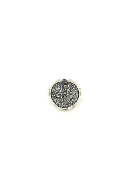 Women's Ring Silver 925° Oxidation Phaistos Disc 58eu