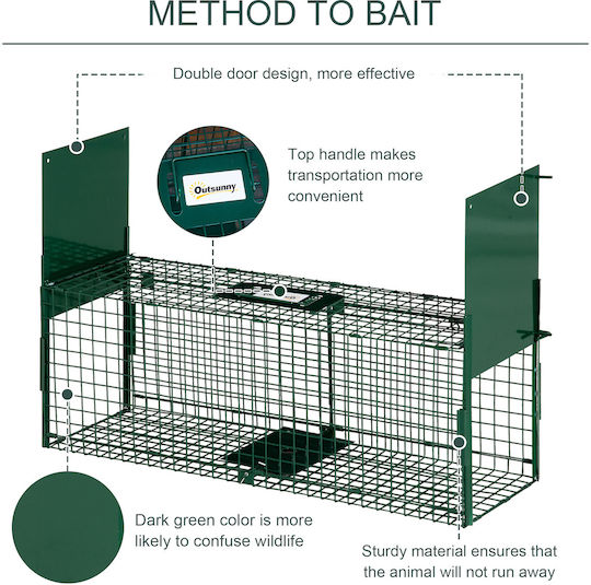 Outsunny Trap Rodent Cage 80x25x30cm