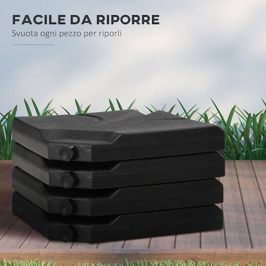 Outsunny Stand de umbrelă din Plastic Negru 103x103x8.3cm 4buc