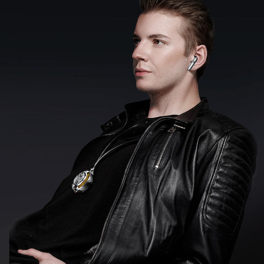 Recci Angle-Wing Necklace In-ear Bluetooth Handsfree Căști cu Carcasă de Încărcare Argintiu