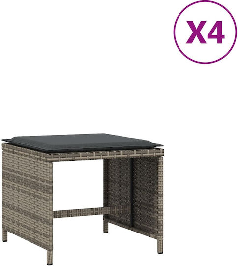 Σκαμπό Rattan 4τμχ 41x41x36cm Σκαμπό Rattan 4τμχ 41x41x36cm