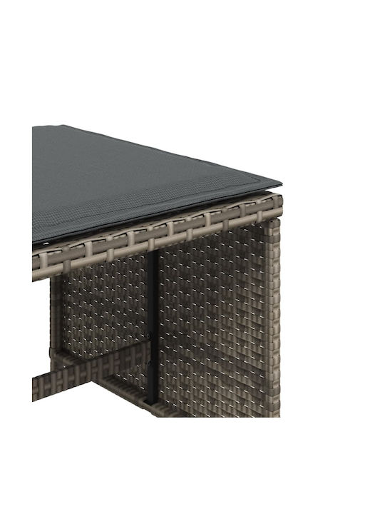 Gartenhocker Würfel Außeneinsatz Rattan mit Grau Kissen 4 Stück 41x41x36cm