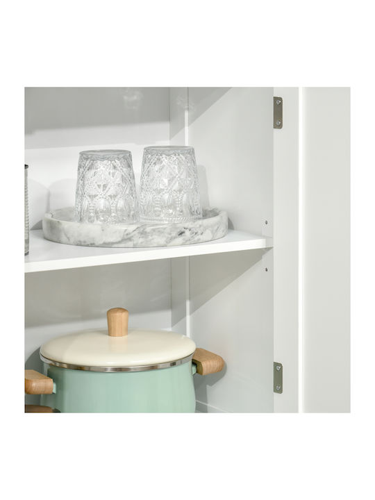 Homcom шкаф с 2 отворени рафта, 2 врати, MDF, стъкло, 60x30x162 см, бял
