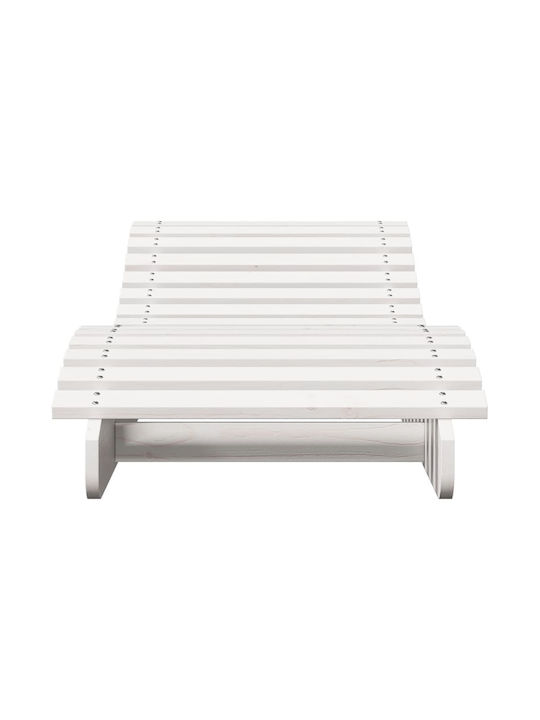 Șezlong-Casă Dublă Lemn Alb 2buc 205x60x31.5cm