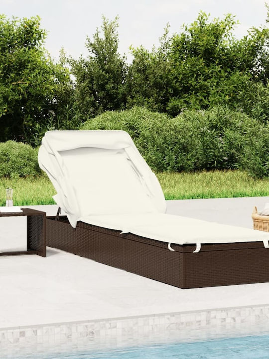 Ξαπλώστρα Rattan με Μαξιλάρι Καφέ 213x63x97εκ.