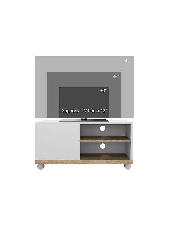 TV-Ständer mit Rollen White Μ80xΠ45xΥ39.5cm