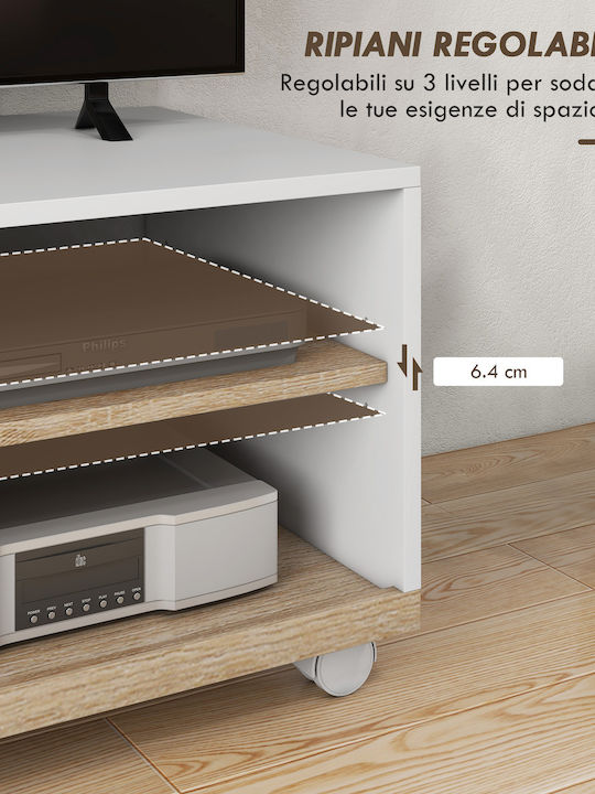 TV Stand with Wheels White L80xD45xH39.5cm