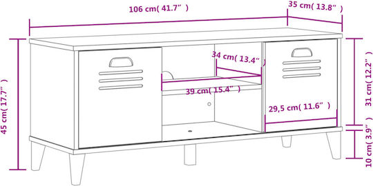 Plastik Schuhschrank aus Massivholz 106x35x45cm