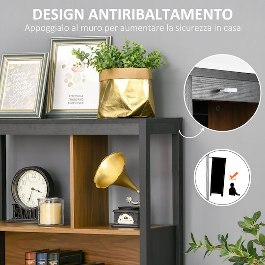 Bookcase Brown and Black 76.5x30x150cm