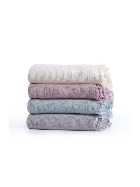 Nef-Nef Homeware Apollo Pique Blanket Queen with Fringes 220x230cm Gray