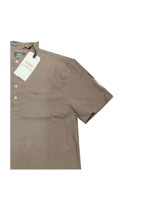 Garage Fifty5 Men's Shirt Short Sleeve Linen Brown