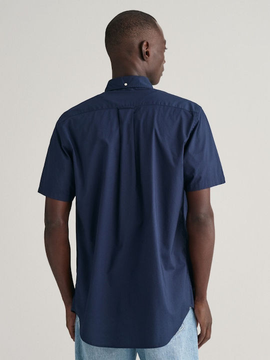 Short-sleeved Cotton Shirt Dark Blue