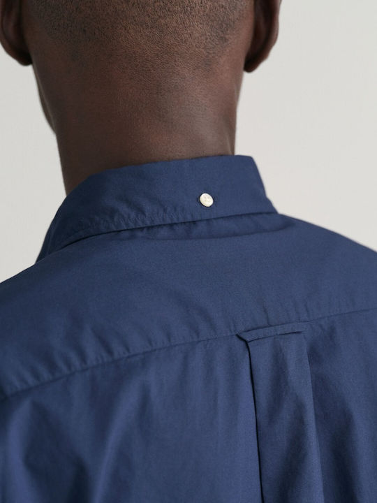 Short-sleeved Cotton Shirt Dark Blue