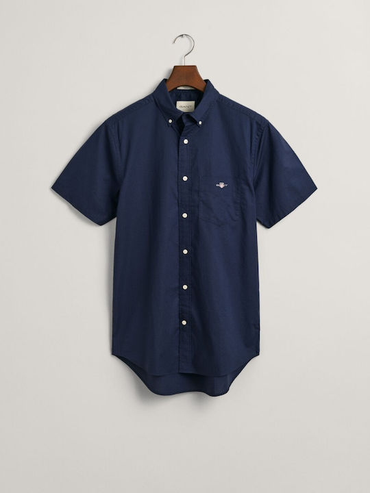 Short-sleeved Cotton Shirt Dark Blue