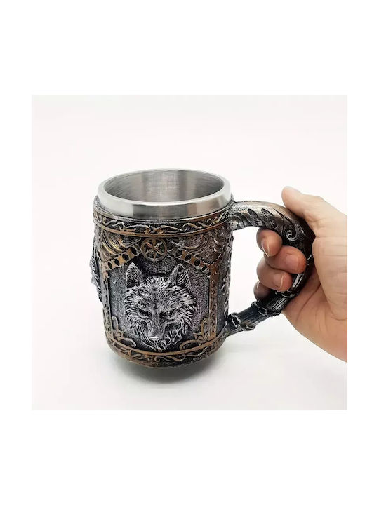 Viking Wolf Κούπα Μεταλλική Πολύχρωμη 400ml