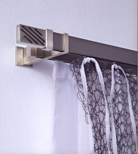 Aslanis Home Μεταλλικό Κουρτινόξυλο Μονό 200εκ. Inox Linea 10581_4143