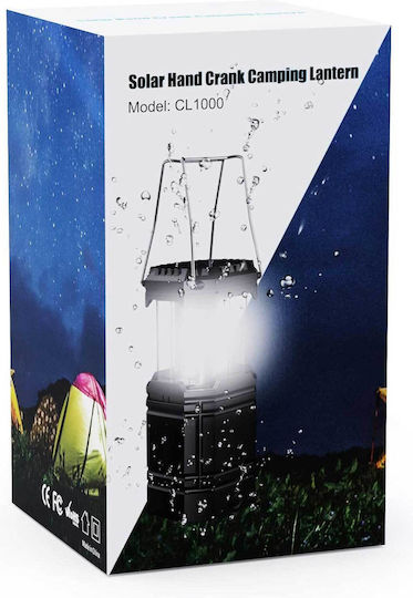 Rocam CL1000 Lantern Led Solar for Camping Waterproof with Flashlight & Powerbank 200lm 2.4W Black