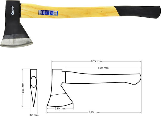 Дървена брадва Дървен вал 1250gx24" Geko Premium G72213