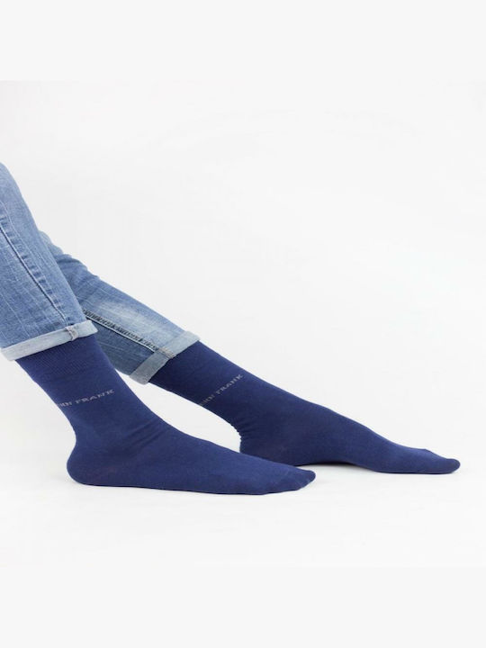 John Frank Men's Solid Color Socks Blue
