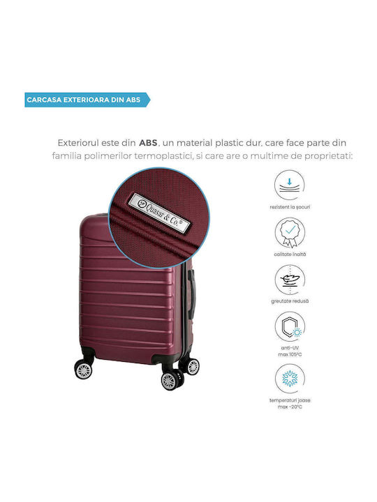 Quasar Model Set of 3 Βαλίτσες Ταξιδιού Σκληρές Burgundy με 4 Ρόδες Σετ 3τμχ