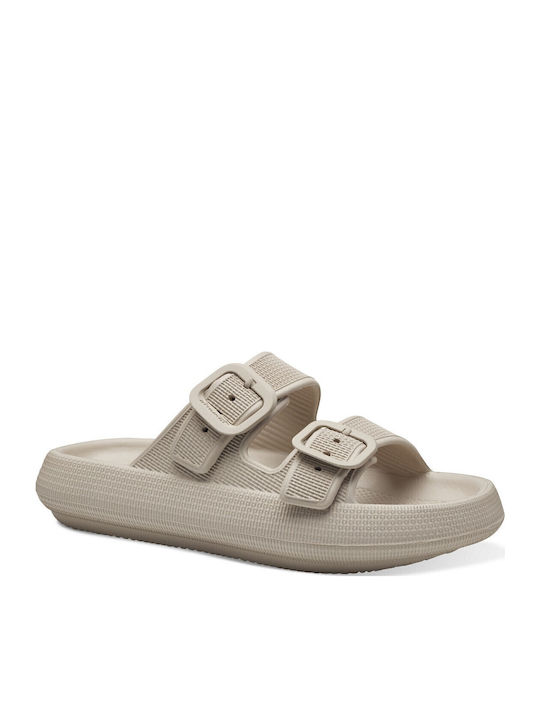 Women's Flat Sandals in Beige Color