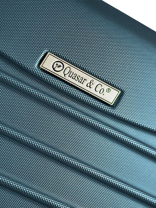 Quasar Line Cabin Travel Suitcase Hard Petrol Blue with 4 Wheels Height 55cm