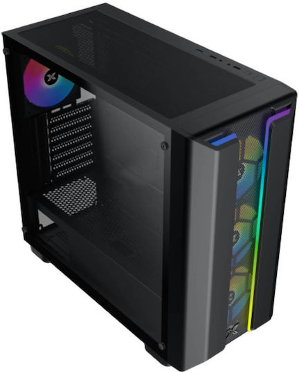 Xigmatek Gaming Y Pro Midi Tower Компютърна кутия със страничен прозорец и RGB осветление Черен