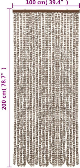 vidaXL Къртина за вратата Кафяв 100x200см 377405