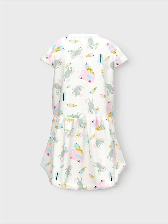 Name It Kids Dress Short Sleeve Bright White Unicorn