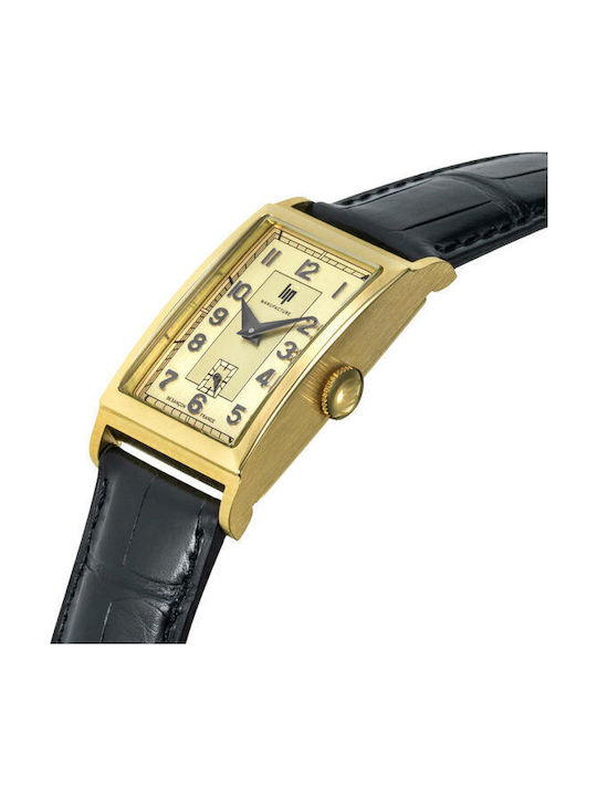 Lip Watches Churchill T18 Men's Watch Battery with Black Leather Strap