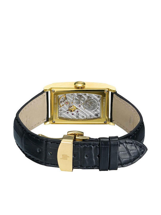 Lip Watches Churchill T18 Men's Watch Battery with Black Leather Strap