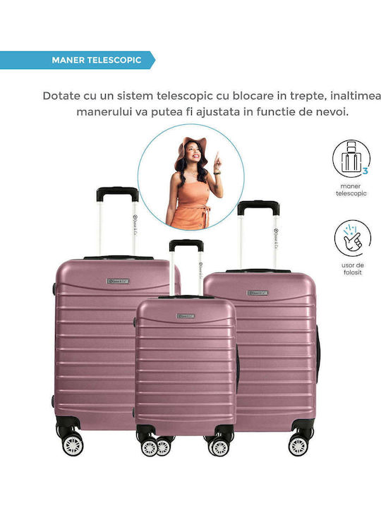 Quasar Model Set of 3 Reisekoffer Hartschalen Powder Coated Pink mit 4 Räder