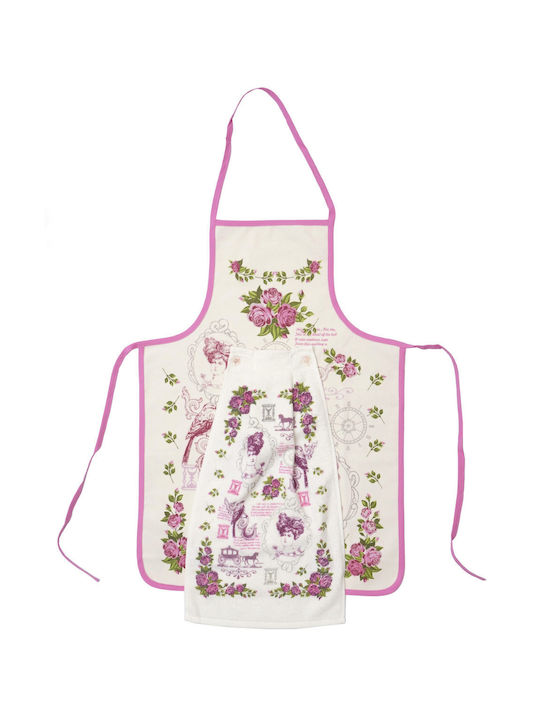 Viopros Apron with Kitchen Towel Lila 60x40cm